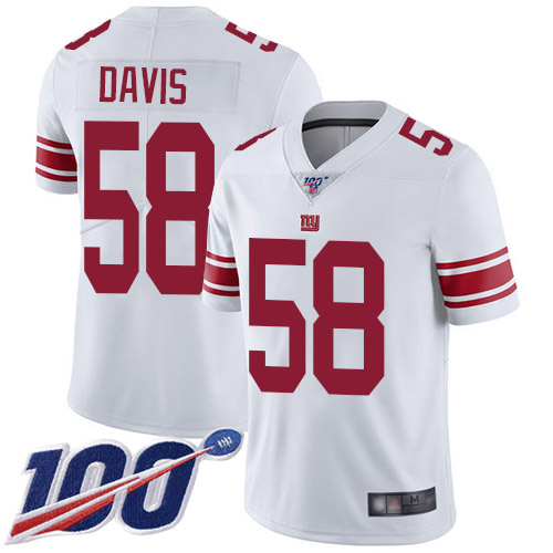 Men New York Giants #58 Tae Davis White Vapor Untouchable Limited Player 100th Season Football NFL Jersey